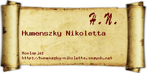 Humenszky Nikoletta névjegykártya